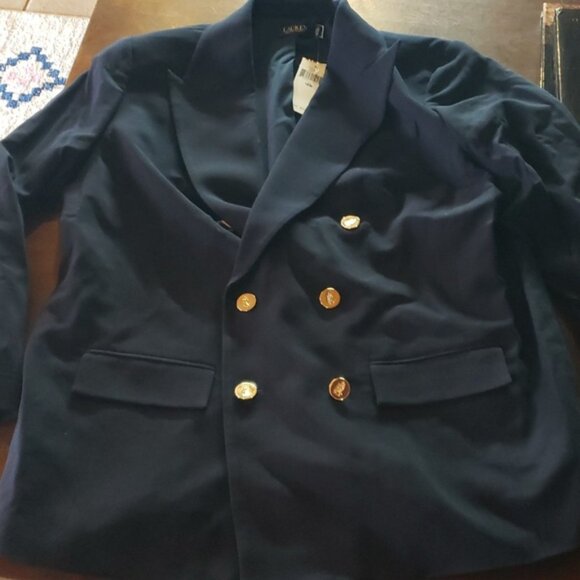 NWT Lauren Ralph Lauren Women's Plus Double Breasted Wool Crepe Blazer Sz 16W - Picture 7 of 10